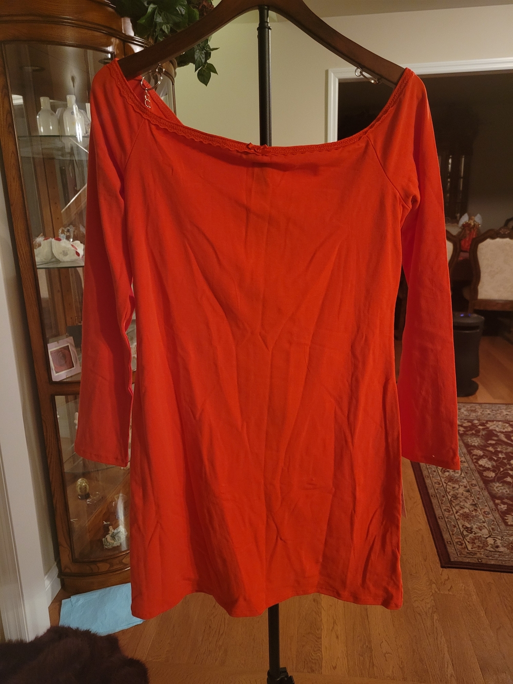 Women's Long-Sleeve Scoop Neck Top — Dk. Pink - Picture 2 of 5